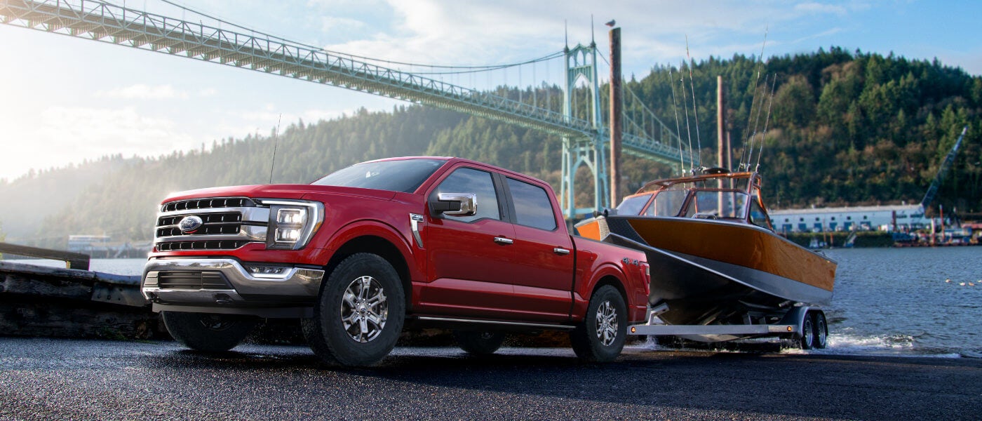 2023 Ford F-150 exterior towing boat out of water