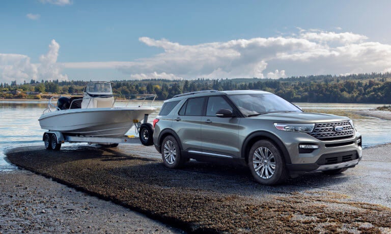 2024 Ford Explorer exterior towing boat into water